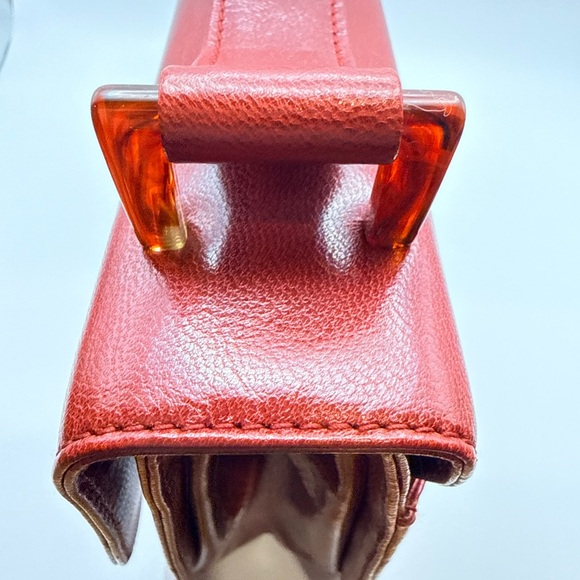 VINTAGE Prada Madras Bachel Leather Flap Bag - Porpora Red Tortoise - Picture 5 of 15